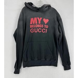 Mega Yacht My Heart Belongs Unisex Black Hoodie Sweatshirt Sz S